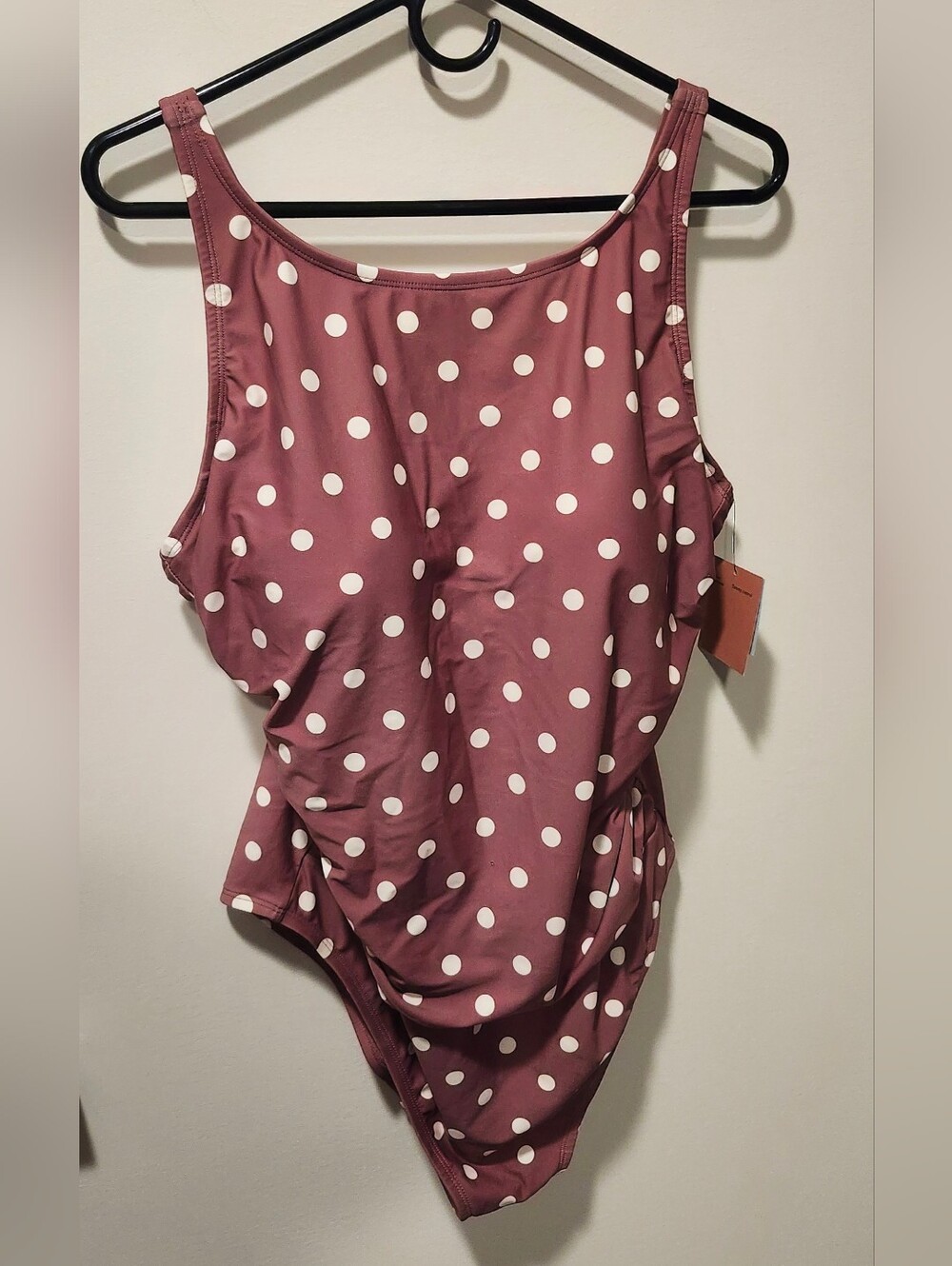 Shade & Shore Mauve Polka Dot Swimsuit